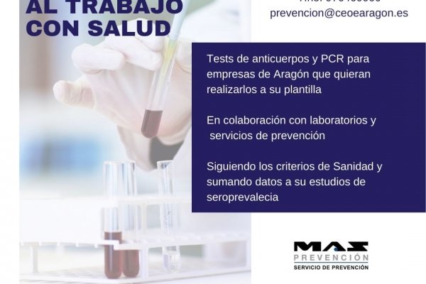 Volvemos #alTrabajoconSalud para facilitar la realización de test Covid19 en el mayor número posible de empresas de Aragón